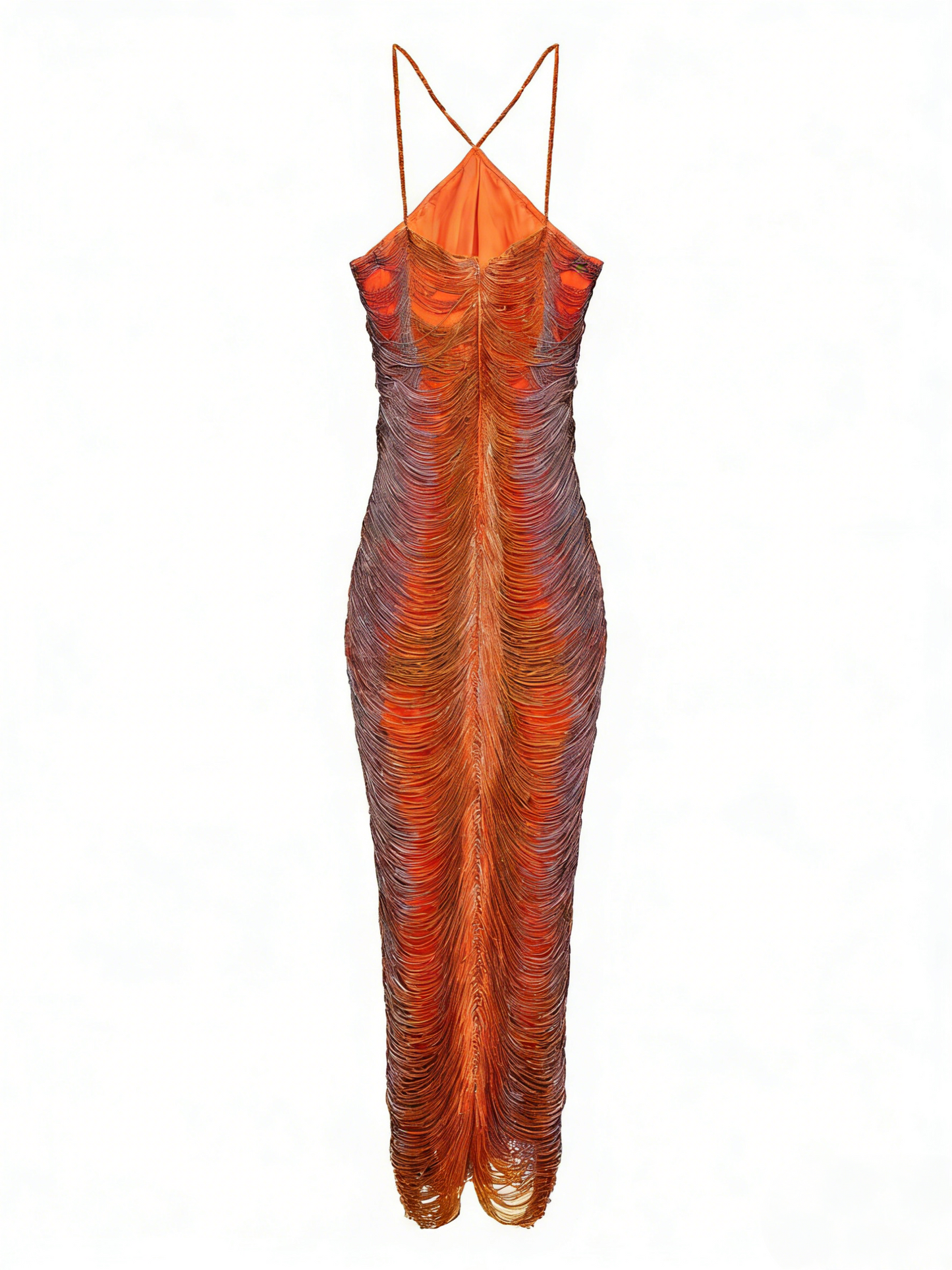 Luxe Crimson Ombre Shimmer Cami Maxi Dress