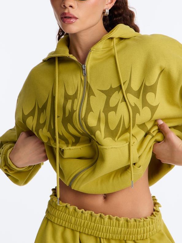 Oversized Green Fleece Tracksuit Set