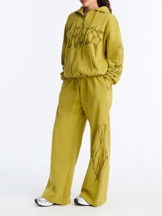 Oversized Green Fleece Tracksuit Set