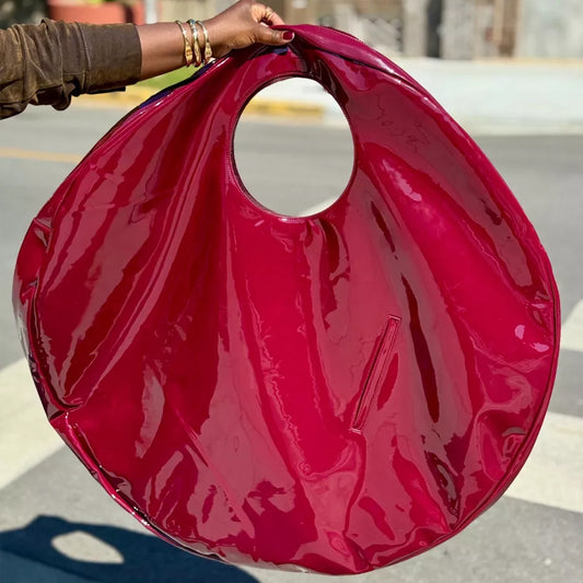 Faux Patent Leather Oversized Tote