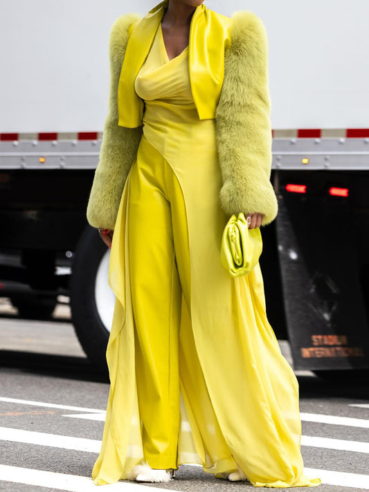 Fashion Fur Patchwork Coat