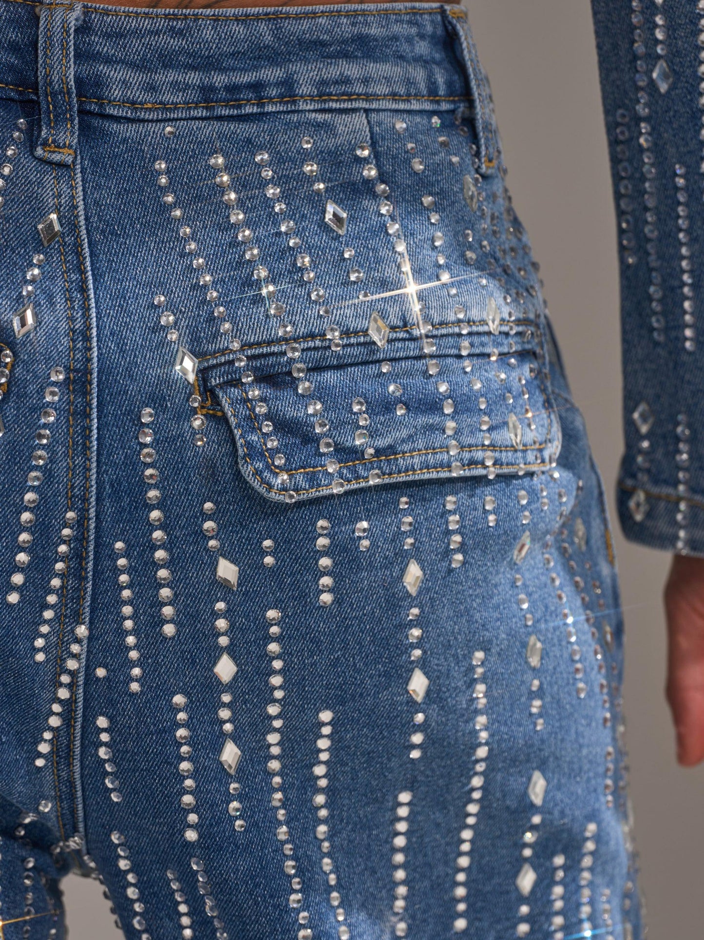 Vintage Sparkly Vertical Sequin Denim Set