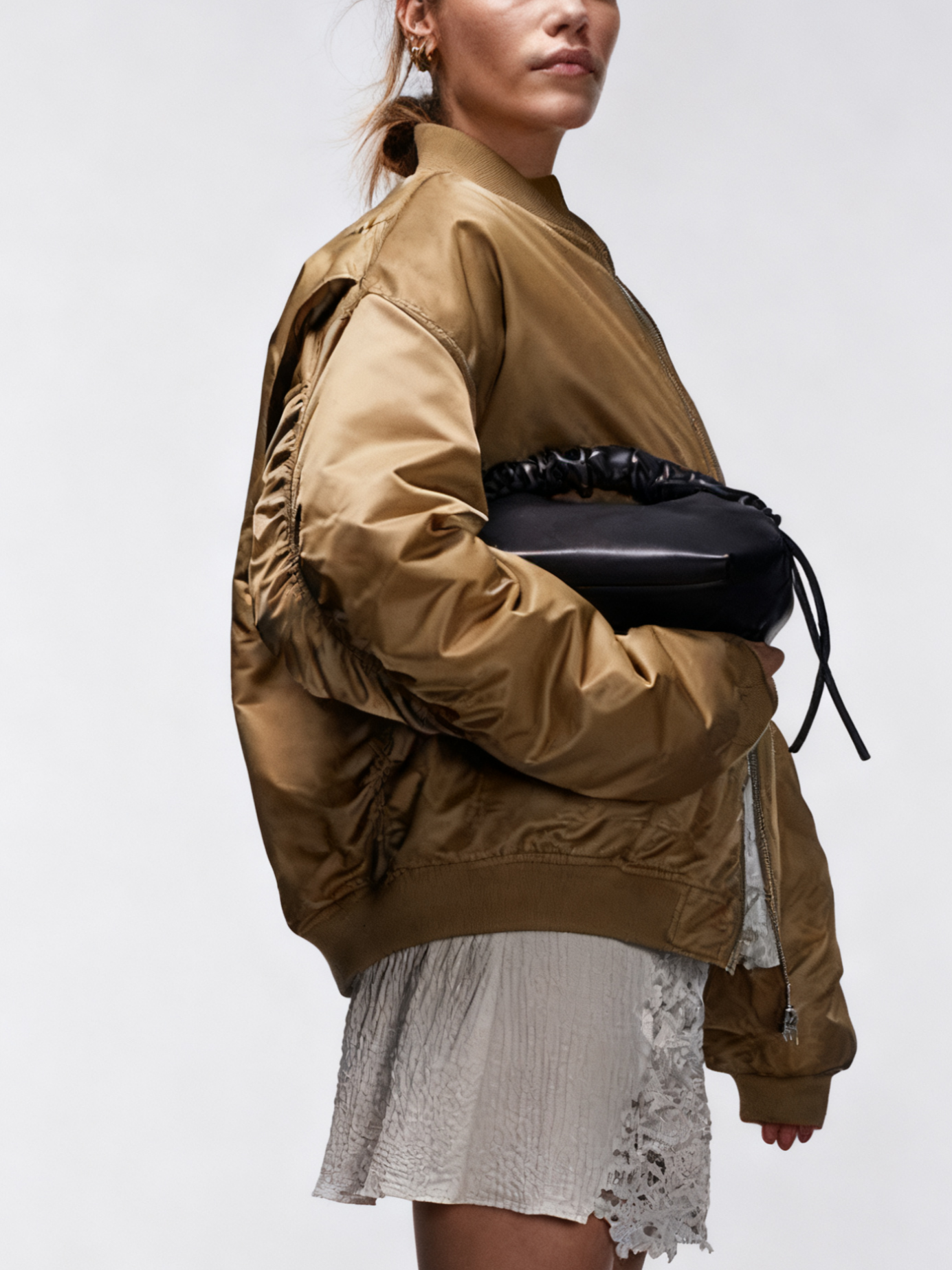 Oversized Khaki Bomber Jacket