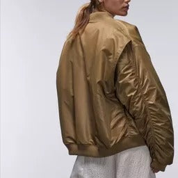 Oversized Khaki Bomber Jacket