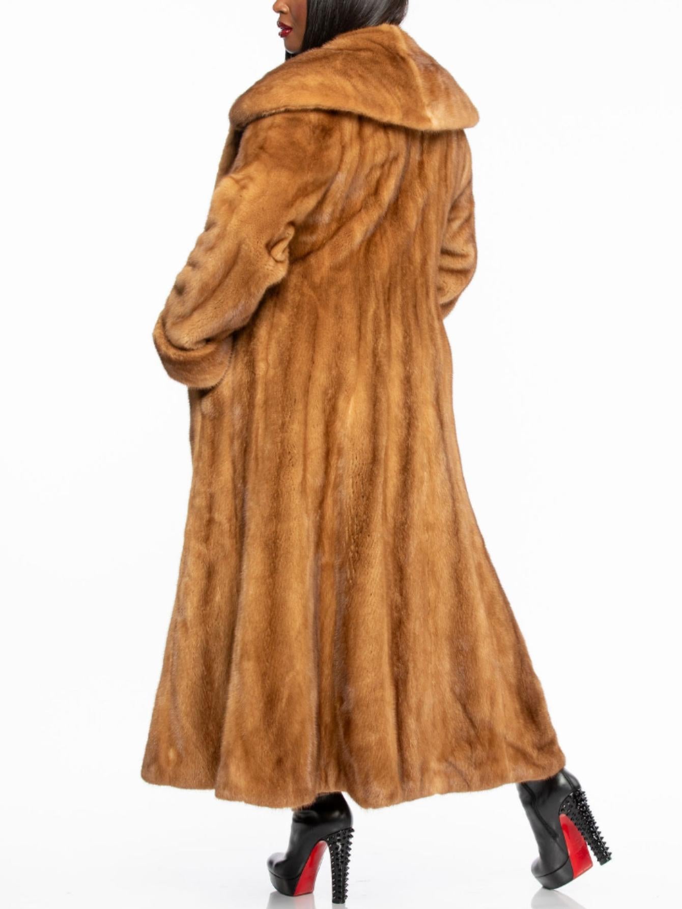 Luxury Winter Outerwear Full Long Camel Mink Fur Coat