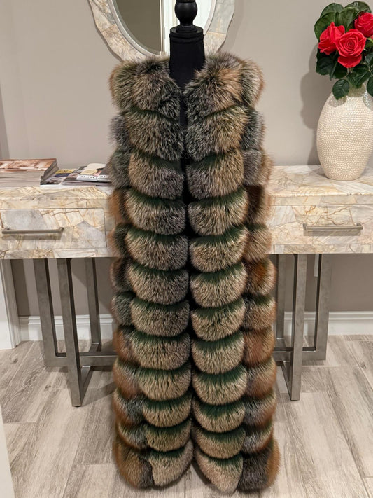 Multicolor Stylish Winter Sleeveless Outerwear Full Long Fur Vest