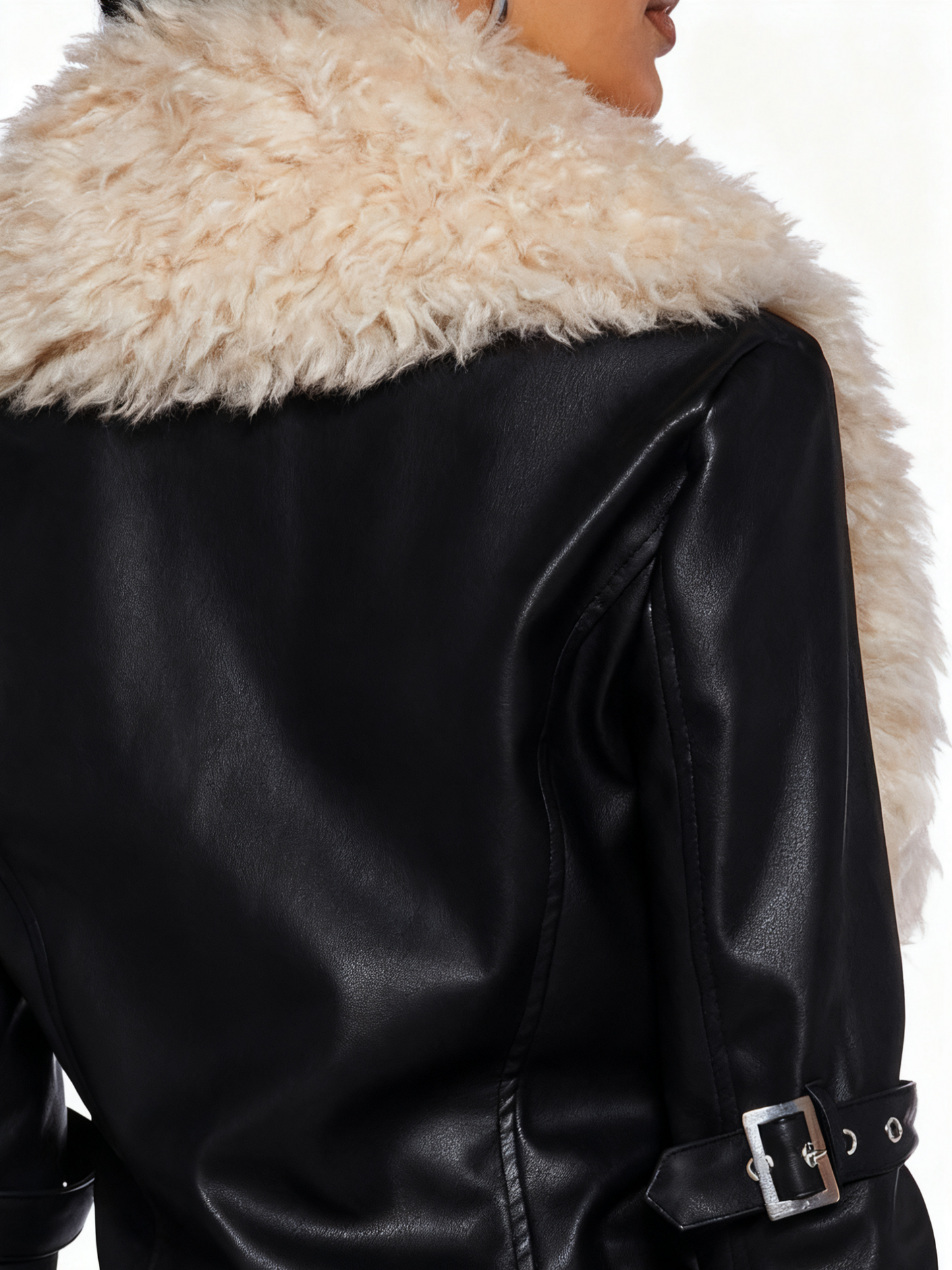 Plush Leather Short Coat
