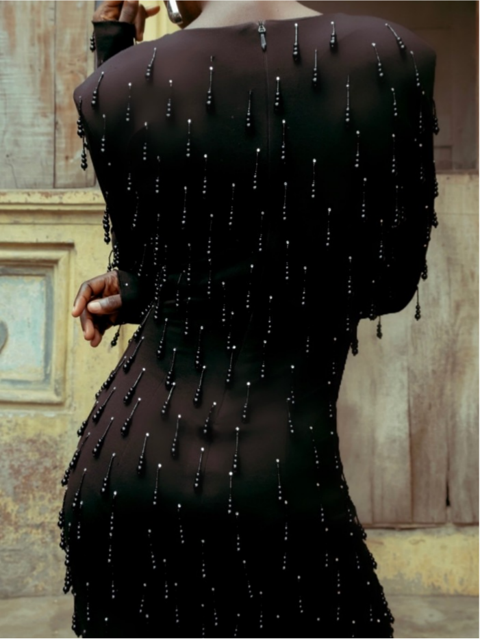 Slim-Fit Dress With Beaded Pendant