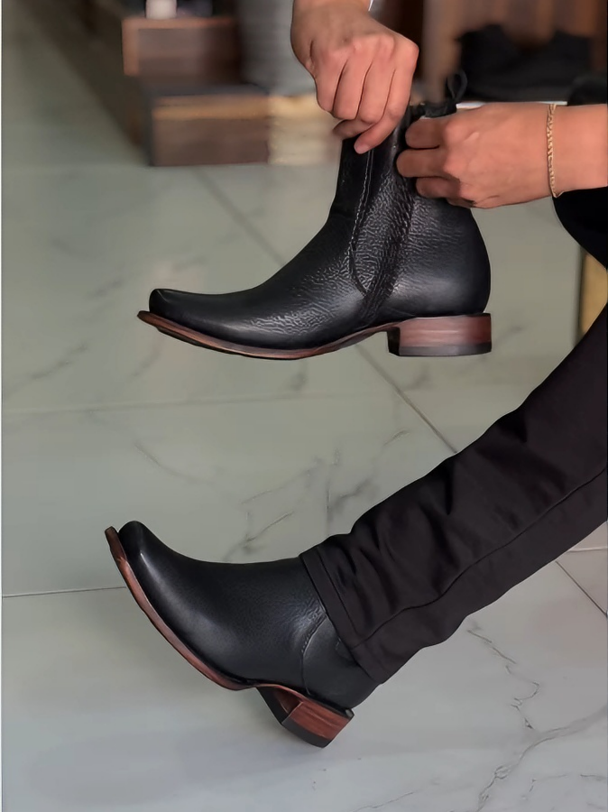 Men's Black Genuine Leather Chelsea Boots