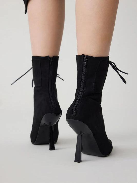 Lace Up Pointed Toe Ankle Boots