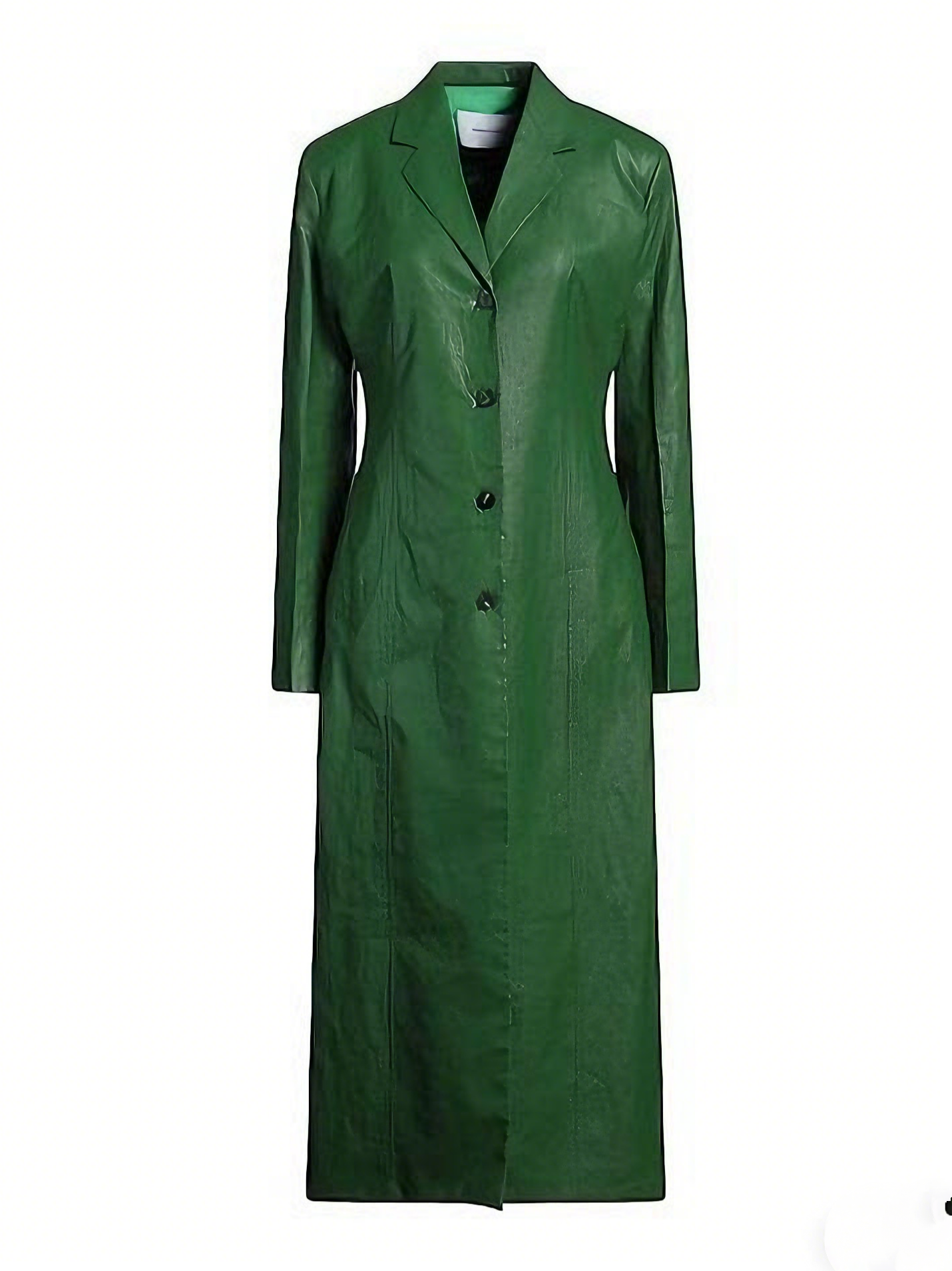 Deep Green Leather Trench Coat