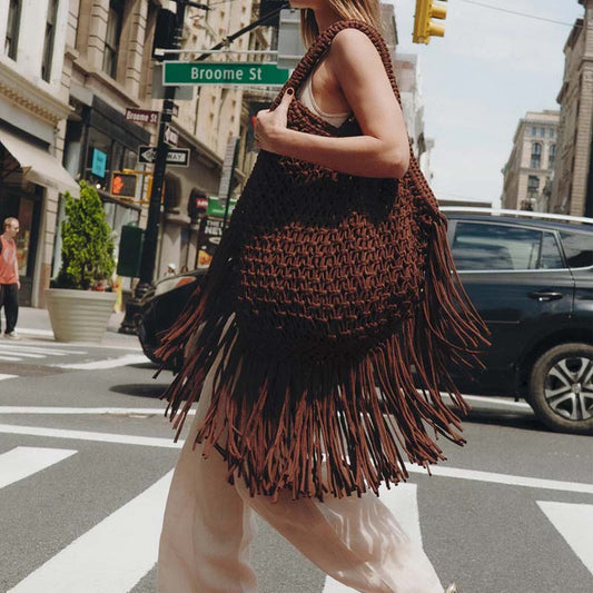 Knitted Woven Tasser Bag