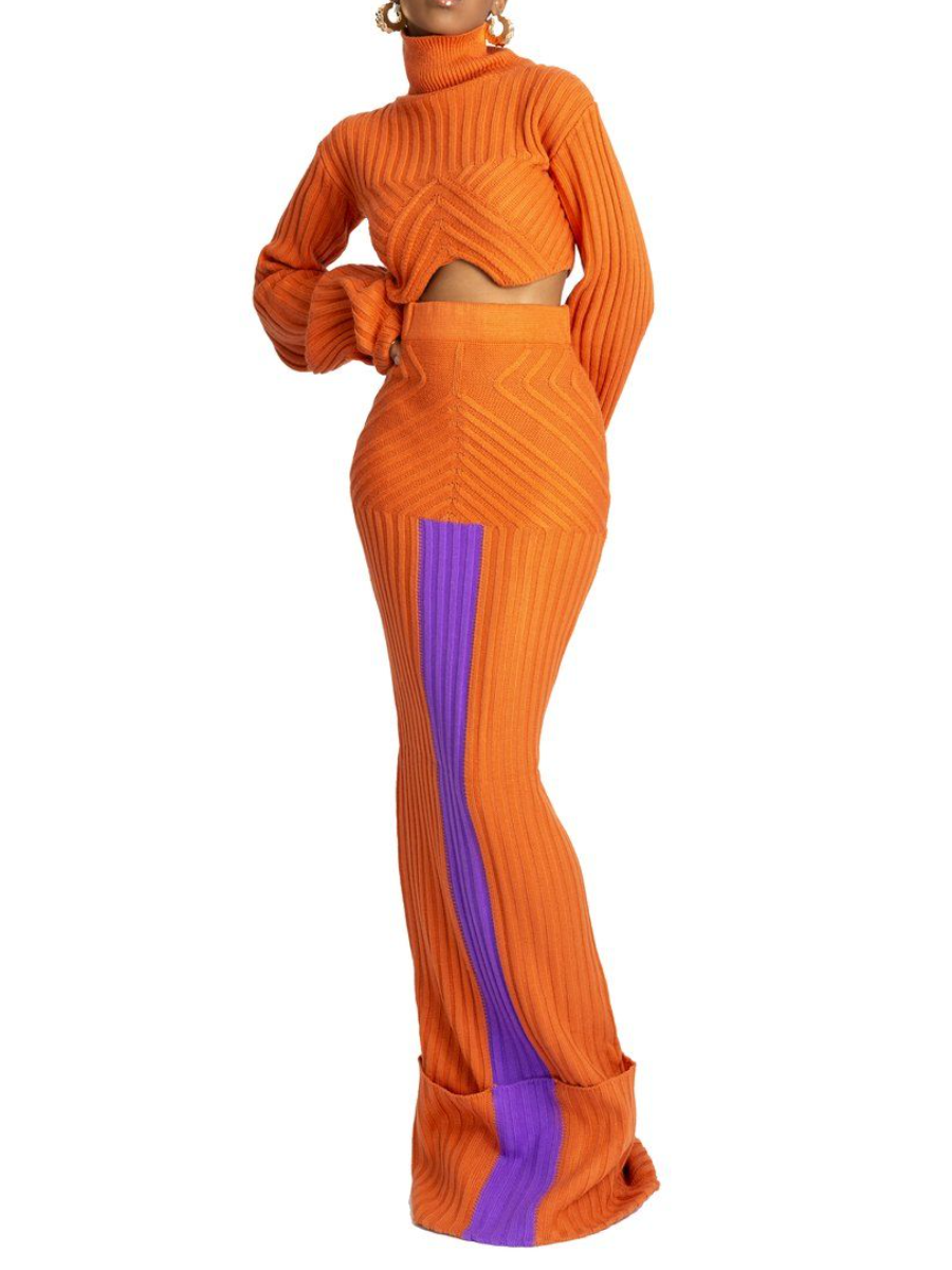 Contrast Knit Suit