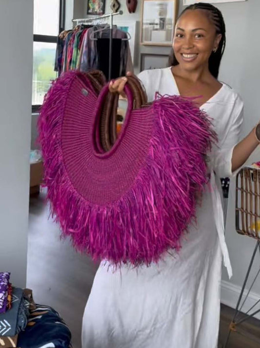 Tassel Handheld Straw Woven Bag Holiday Travel Woven Bag