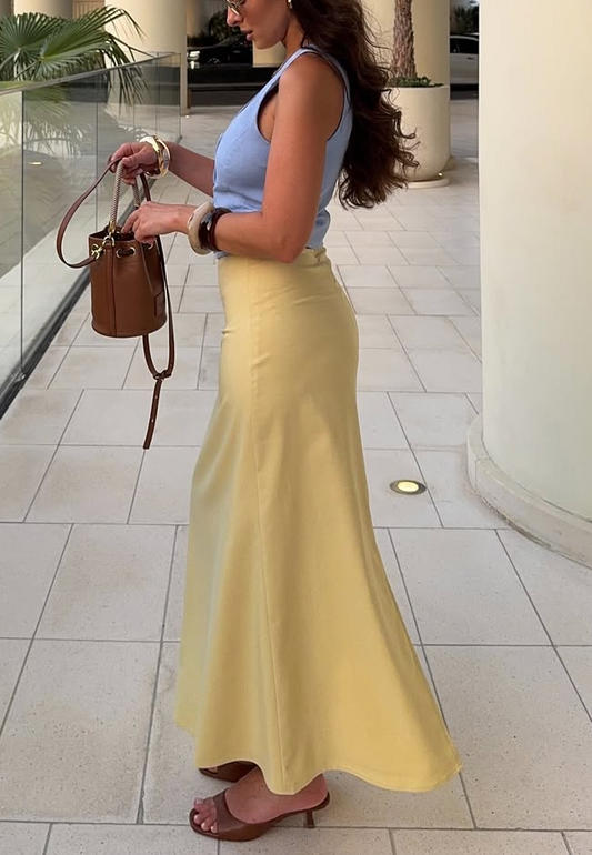 Elegant Light - yellow Midi Skirt