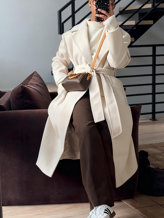 Elegant Belted Wrap Formal Coat