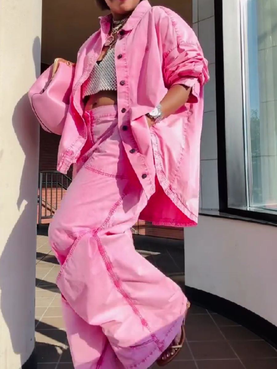 Rose Pink Denim Suit
