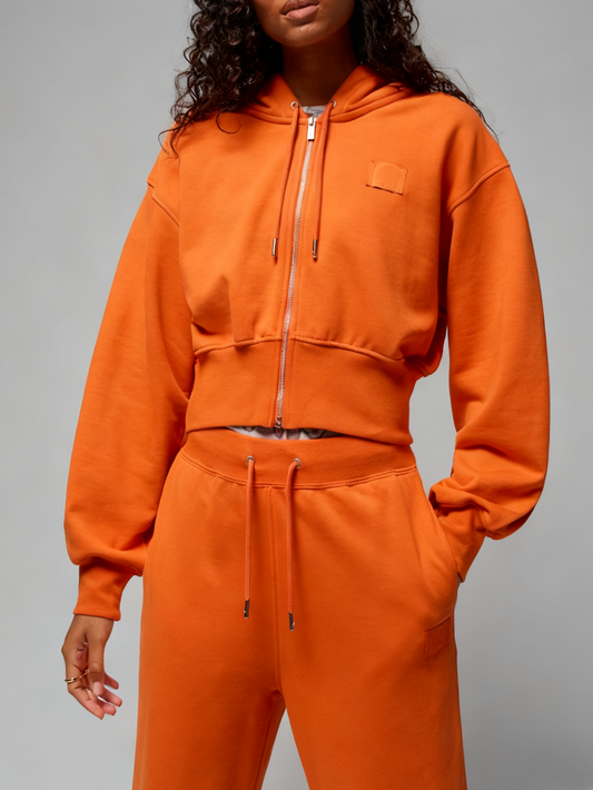 Oversized Cropped Zip-Up Hoodie & Wide-Leg Sweatpants