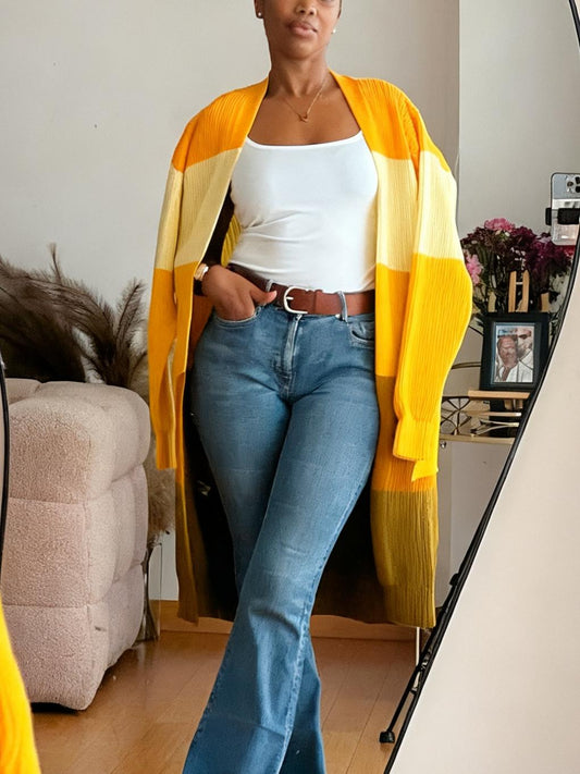 Mustard Monochrome Midi Cardigan