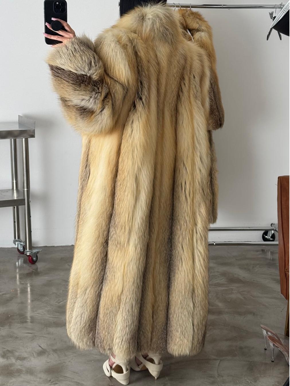 Vintage Full-Length Golden Island Fox Fur Coat