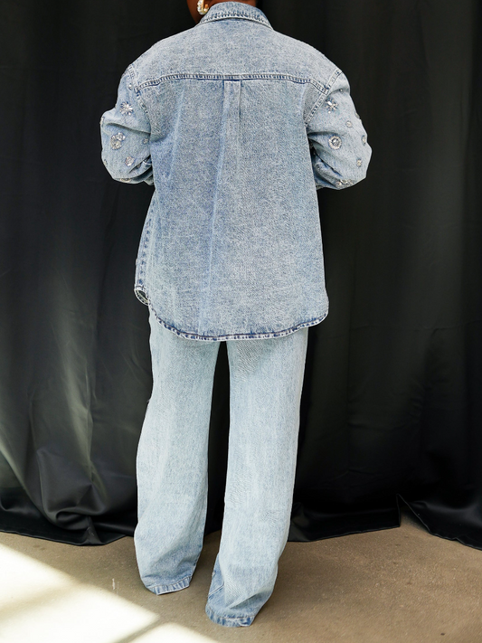 Denim Sequin Trim Set