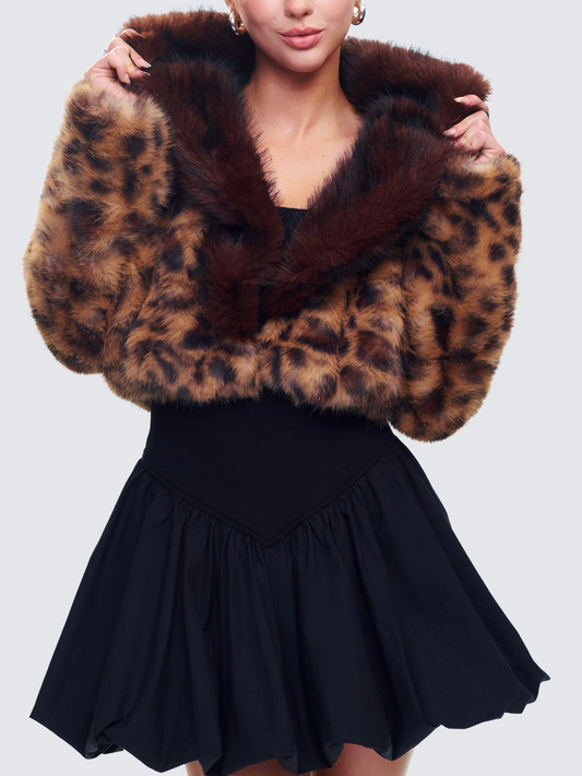 Brown Faux Leopard Fur Jacket