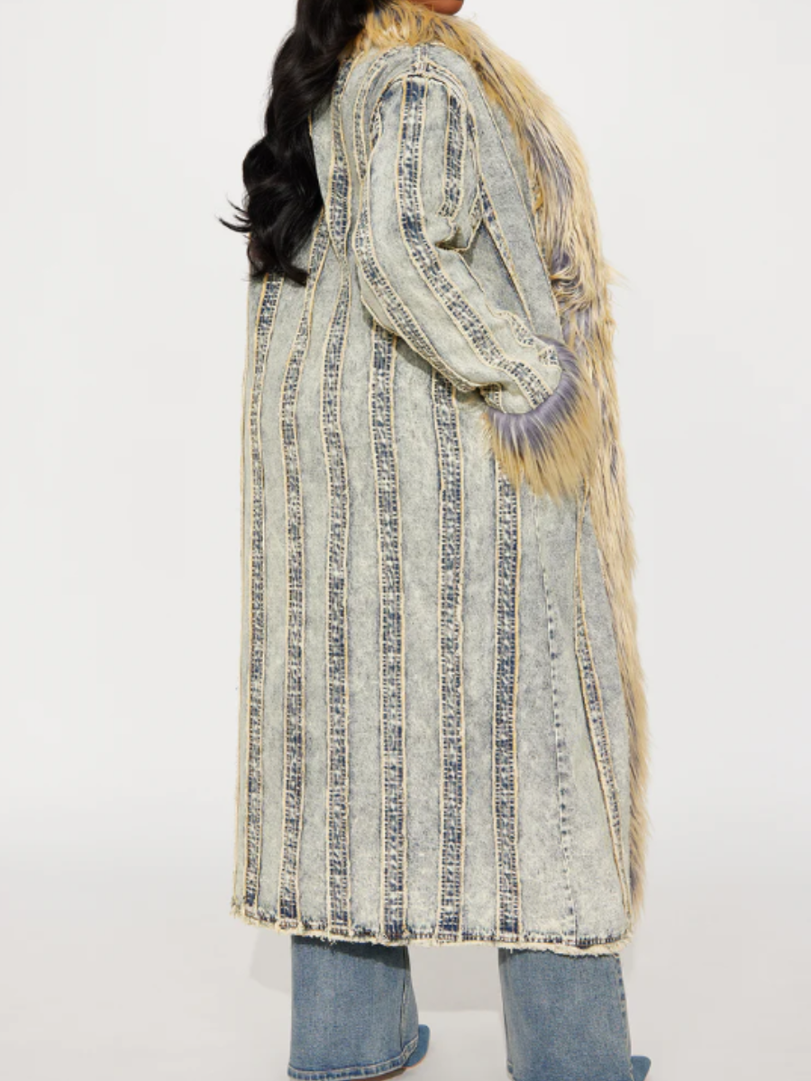 Plush Denim Full Length Jacket