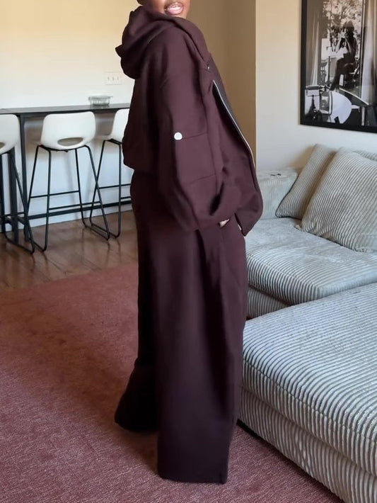 Stylish Brown Athletic Two Piece Set