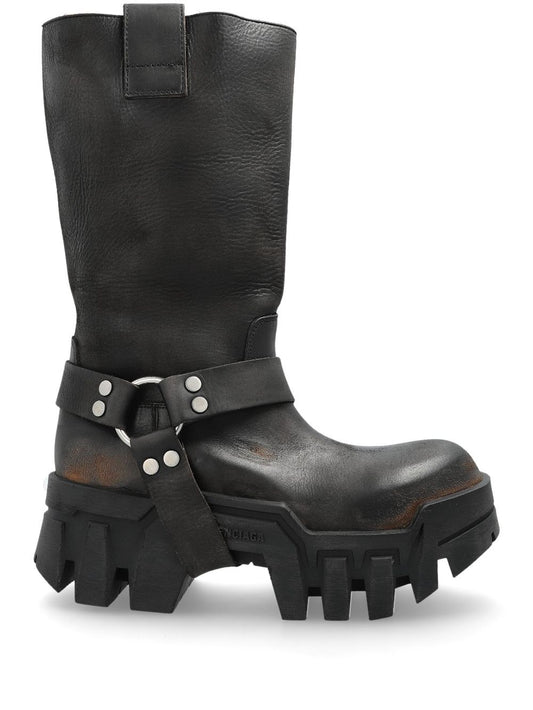 Stylish Black High - Top Chunky Boots