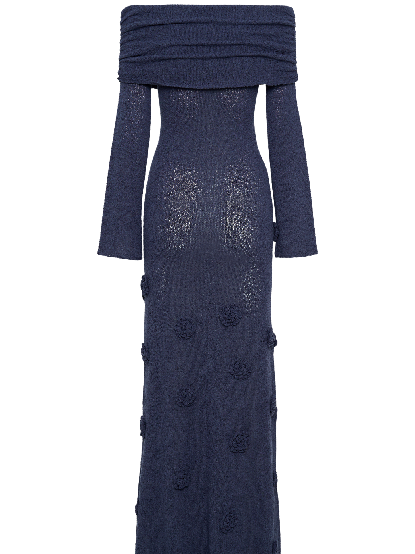 Off Shoulder Knit Rose Maxi Dress