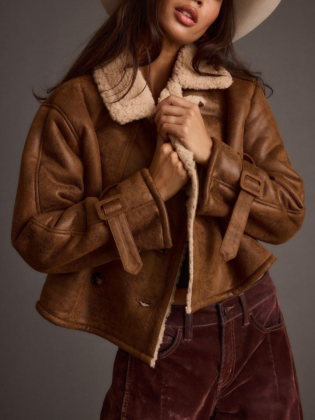 Vintage Wash Faux Shearling Coat