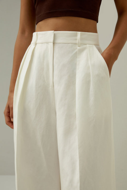 Elegant White Wide - Leg Trousers