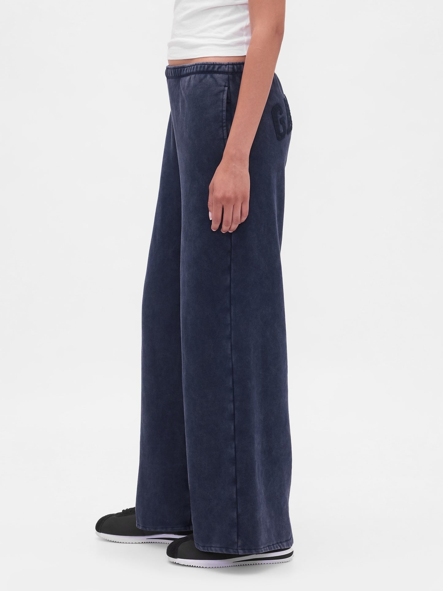 Navy Blue Activewear Set: Hoodie with Wide - Leg SweatPant