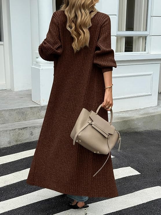 Stylish V Neck Button Down Chunky Knit Dusters
