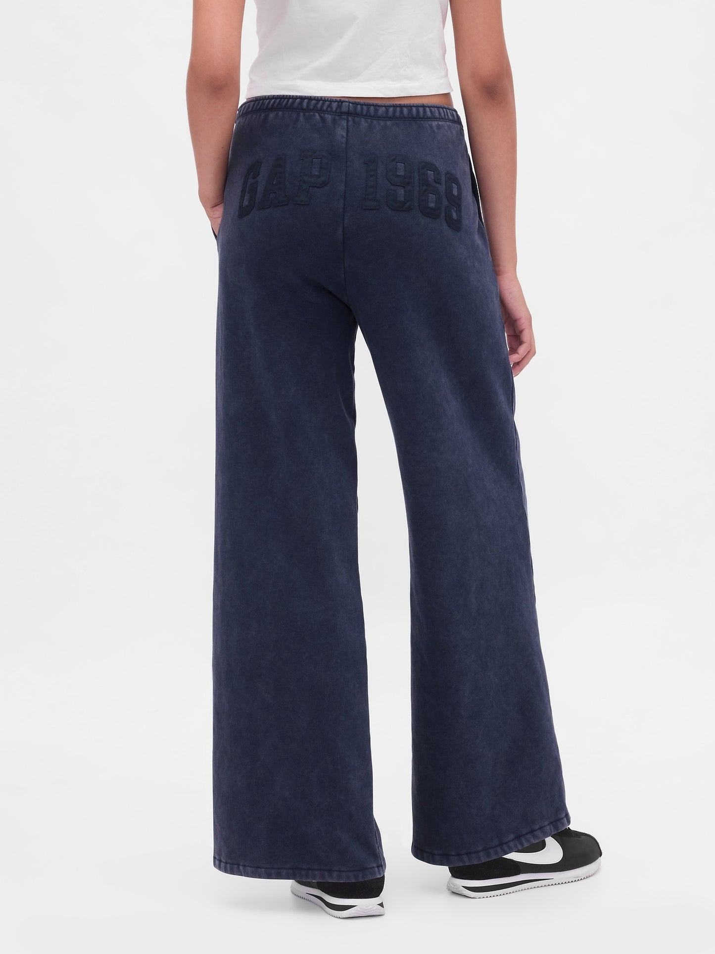 Navy Blue Activewear Set: Hoodie with Wide - Leg SweatPant