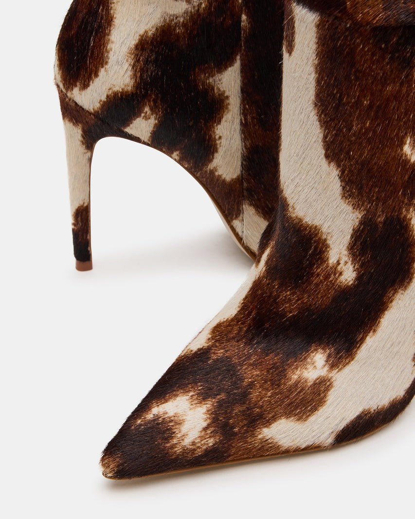 Cow Print Pointed - Toe Stiletto High Knee Boots