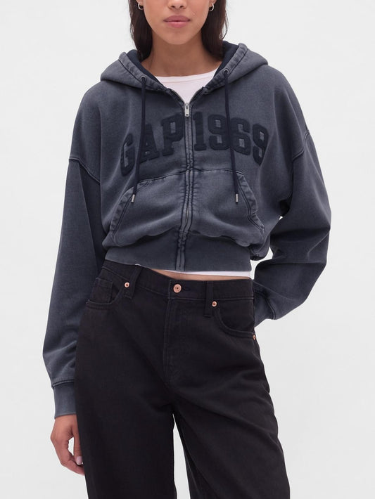 Navy Blue Activewear Set: Hoodie with Wide - Leg SweatPant