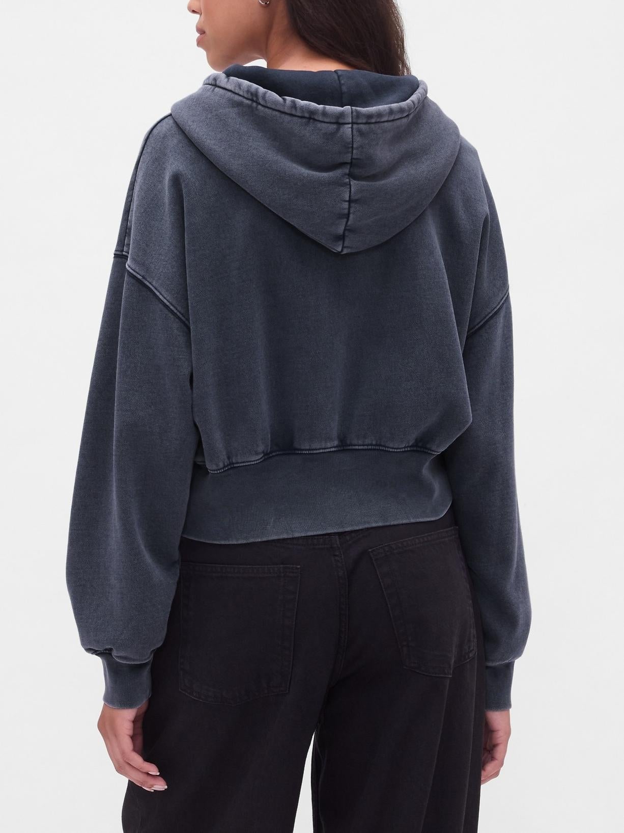 Navy Blue Activewear Set: Hoodie with Wide - Leg SweatPant