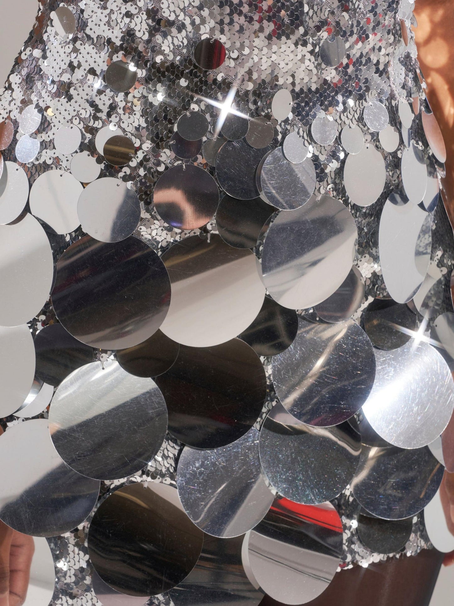 Silver Sequin Deep V Mini Dress