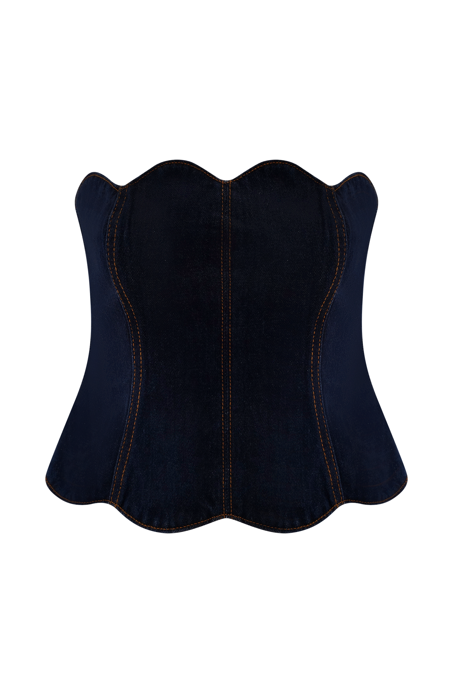 Dark Wash Denim Bustier Top & Barrel Leg Jeans Two-Piece Set