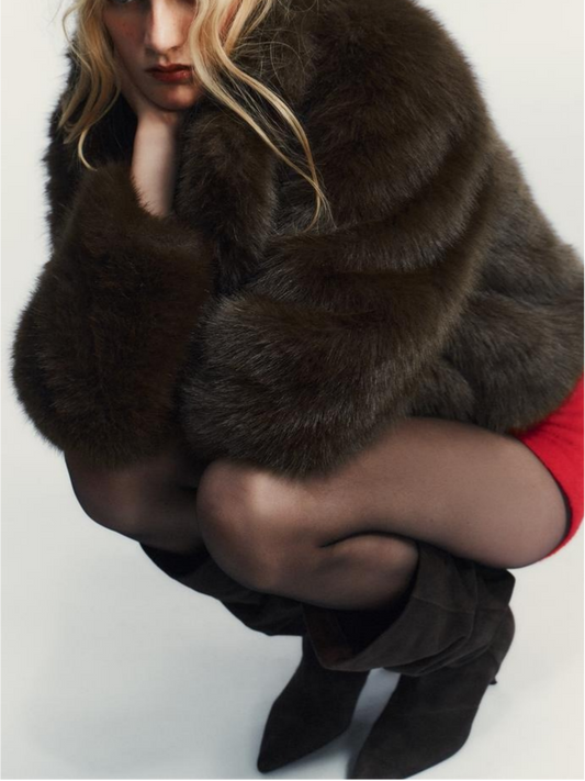 Trendy Short Faux Fur Coat