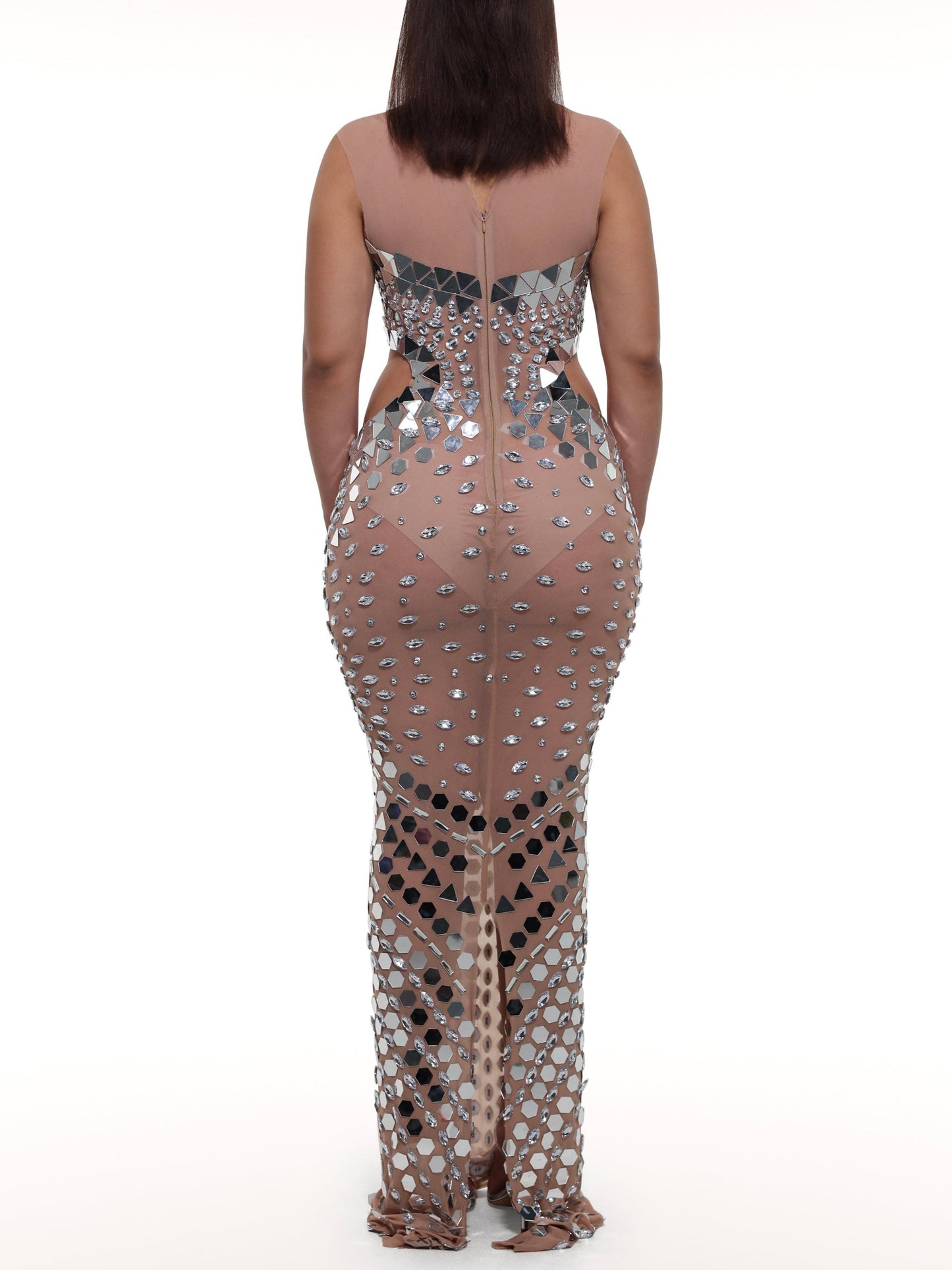 Cutout Sequin-Embellished Evening Gown