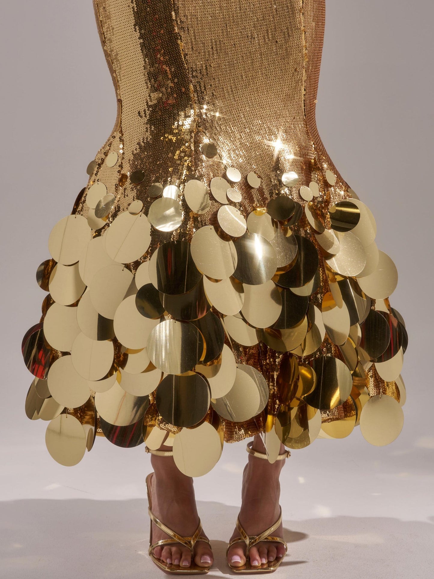 Gold Sequin Mermaid Sleeveless Bodycon Evening Gown