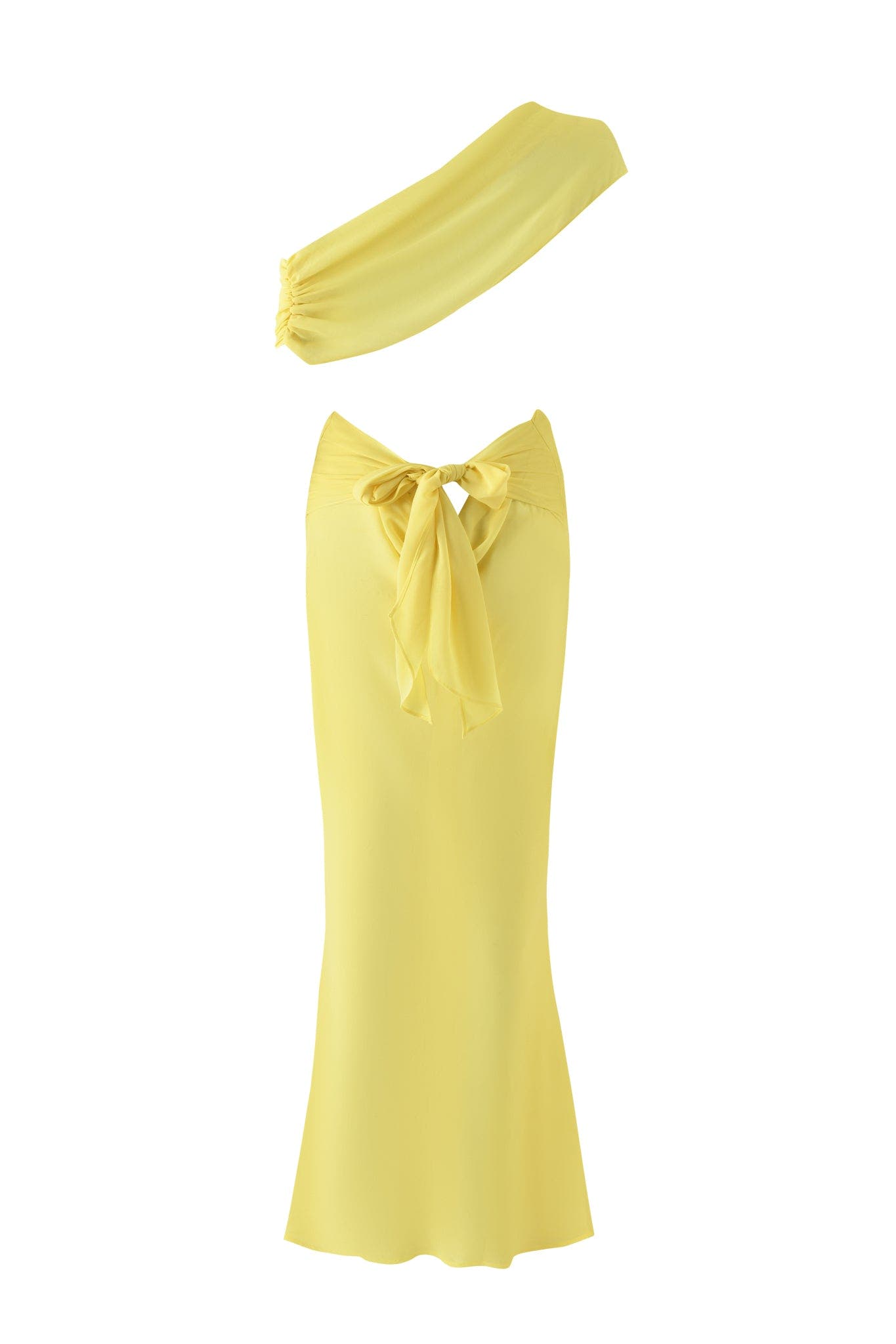 Elegant Lemon Yellow Sheer Maxi Dress