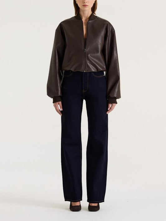 Stylish Brown Bomber Leather Jacket