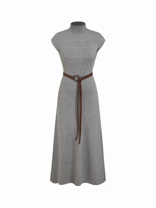 Heather Gray Mock Neck Knit Maxi Dress