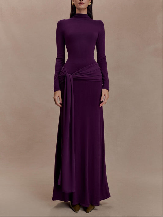 Pueple Turtleneck Long Sleeve Ruched Maxi Dress