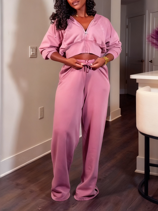 Activewear Set: Hoodie with Wide - Leg SweatPant