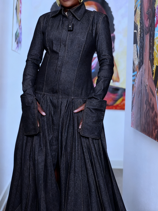 Stylish Long - length Denim Maxi Dress