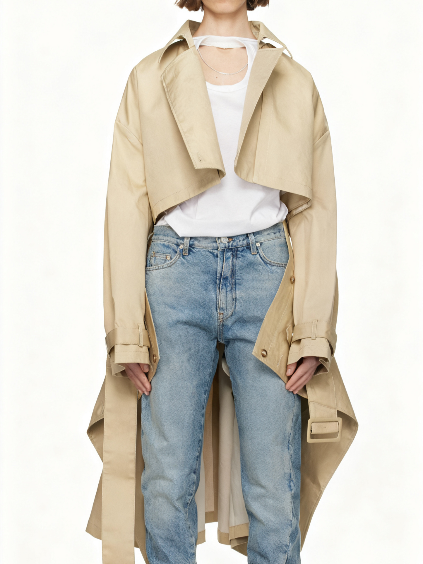 Khaki Double-Breasted Trench Coat